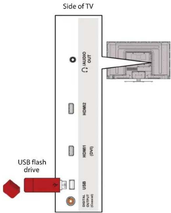Side of TV USB flash drive C/AUDIO OUT HDMI2 HDMI1 (DVI) HDMI1 USB DIGITAL OUTPUT (CO#x##l) USB