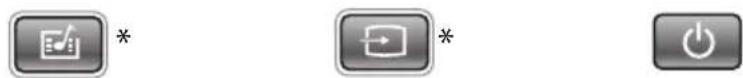 Three gray button icons with white symbols: a checkmark, a play button, and a power symbol, each with an asterisk (*) indicating cancellation or error.