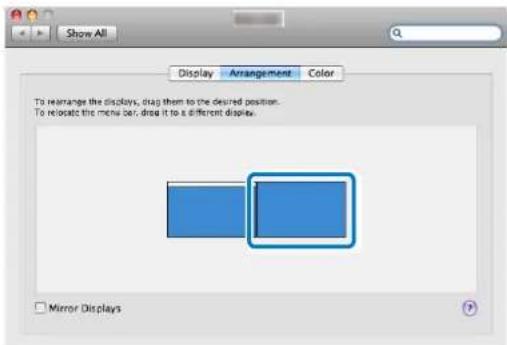 Show All Display Arrangement Color To rearrange the displays, drag them to the desired position. To relocate the menu bar, drop it to a different display. Mirror Displays