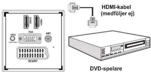 HDMI-kabel (medföljer ej) SPOF VISA ANT. SCART DVD-spelare