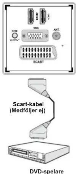 SCART Scart-kabel (Medföljer ej) DVD-spelare