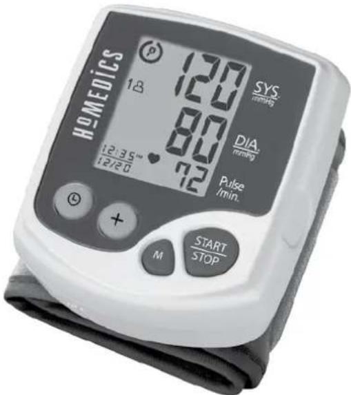 HOMEDICS 18 120 80 72 12:35"~ 12/20 SYS. mmHg DIA. mmHg Pulse /min. M START STOP