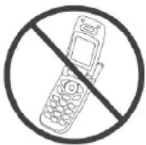 Prohibition sign showing a mobile phone crossed out by a diagonal line, indicating no use or prohibition.
