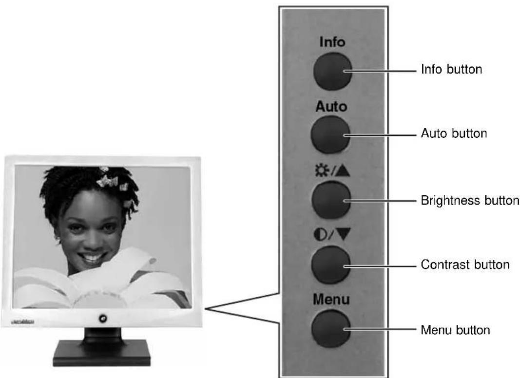 Info Info button Auto Auto button Brightness button Contrast button Menu Menu button