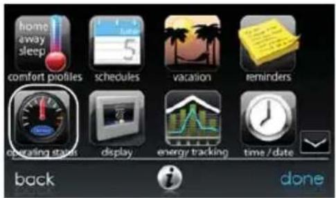 home away sleep comfort profiles schedules vacation reminders operating states display energy tracking time / date back done