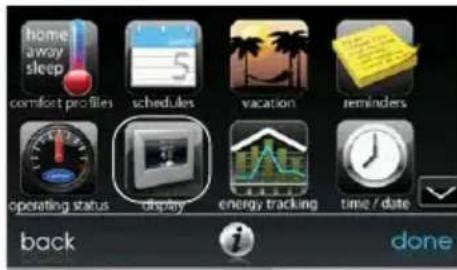 home away sleep comfort profiles schedules vacation reminders operating status display energy tracking time / date back done