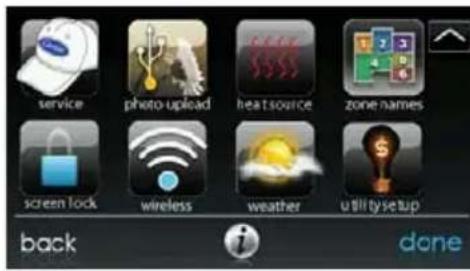 service photo-upload heat source zone names screen lock wireless weather util tysetup back done