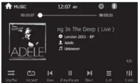 MUSIC 12:07 AM 00:00:07 00:05:21 ng In The Deep ( Live ) London 2011 - EP Adobe Unknown 4/8 Shuffle Repeat Prev Play/Pause Next List Audio