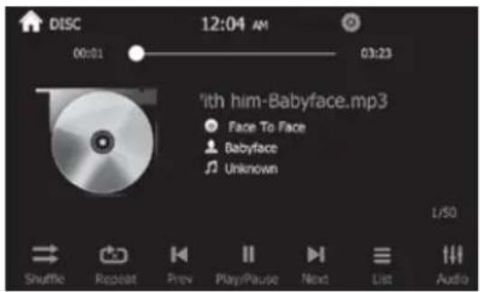 DISC 12:04 AM 00:01 03:23 'tth him-Babyface.mp3 Face To Face Babyface Unknown 1/50 Shuffle Repeat Prev Play/Pause Next List Audio