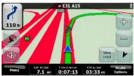E31 A15 110 ft A2 Menu Est. to Cost 7.1 ml Time to Arrive 0:07:13 E14 to Cost 03:33 am Route Options