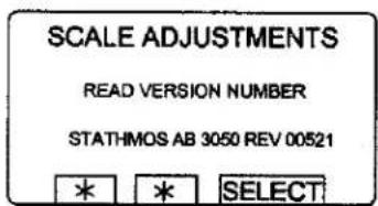 SCALE ADJUSTMENTS READ VERSION NUMBER STATHMOS AB 3050 REV 00521 * * SELECT