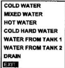 COLD WATER MIXED WATER HOT WATER COLD HARD WATER WATER FROM TANK 1 WATER FROM TANK 2 DRAIN EXIT