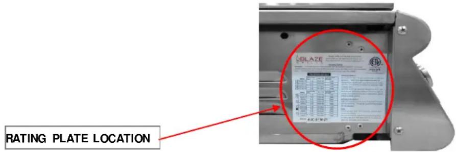 RATING PLATE LOCATION