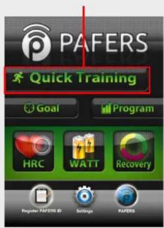 PAFERS Quick Training Goal Program HRC WATT Recovery Register PAFERS ID Settings PAFERS