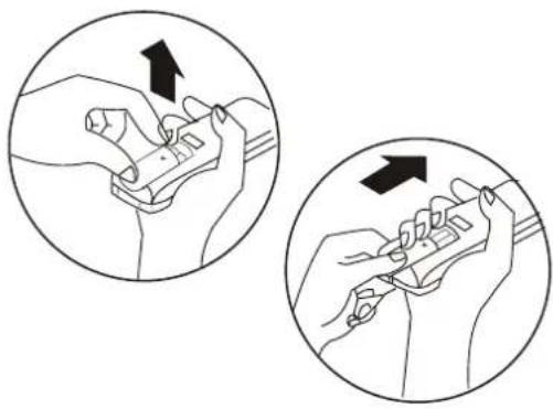 Two circular diagrams showing hand manipulation or tool movement, with arrows indicating direction (no text or symbols present)