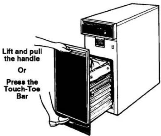 Lift and pull the handle Or Press the Touch-Toe Bar
