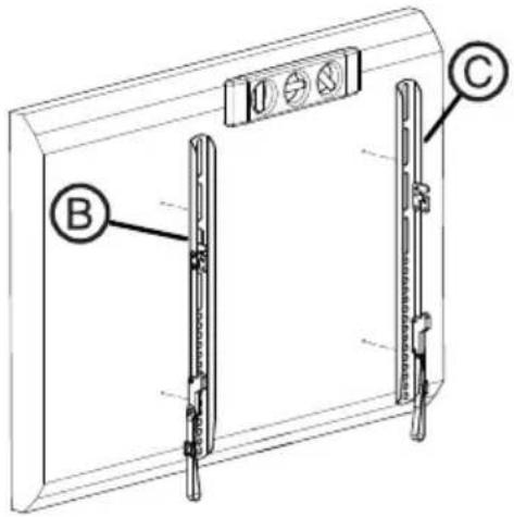 Technical diagram of a device with labeled parts B and C, showing internal components and connection points.