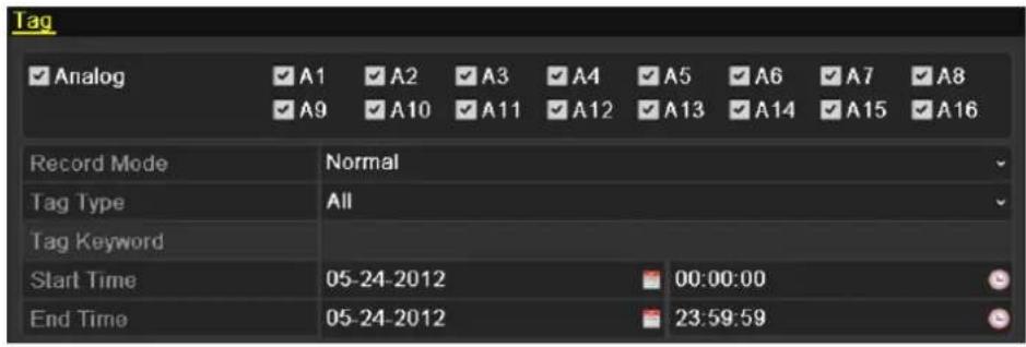 Tag ✓ Analog ✓ A1 ✓ A2 ✓ A3 ✓ A4 ✓ A5 ✓ A6 ✓ A7 ✓ A8 ✓ A9 ✓ A10 ✓ A11 ✓ A12 ✓ A13 ✓ A14 ✓ A15 ✓ A16 Record Mode Normal Tag Type All Tag Keyword Start Time 05-24-2012 00:00:00 End Time 05-24-2012 23:59:59