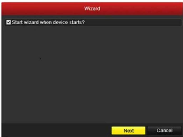 Wizard ✓ Start wizard when device starts? Next Cancel