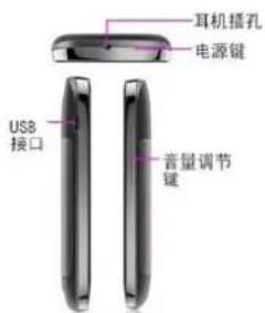 耳机插孔 电源键 USB 接口 音量调节 键