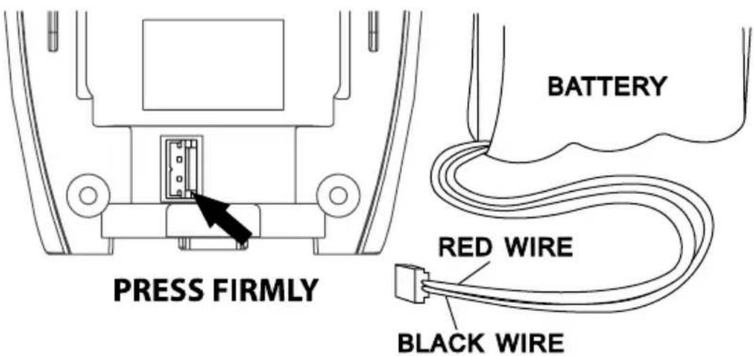 PRESS FIRMLY BATTERY RED WIRE BLACK WIRE