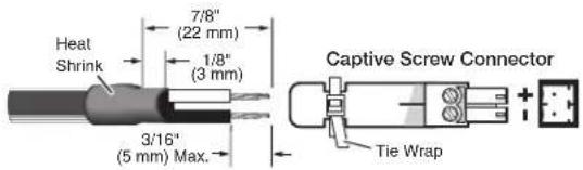 Heat Shrink 7/8" (22 mm) 1/8" (3 mm) 3/16" (5 mm) Max. Captive Screw Connector Tie Wrap