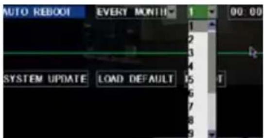 AUTO REBOOT EVERY MONTH 1 00:00 SYSTEM UPDATE LOAD DEFAULT 15 T