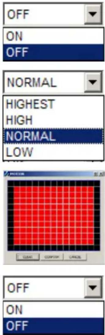 OFF ON OFF NORMAL HIGHEST HIGH NORMAL LOW