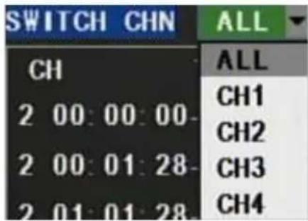 SWITCH CHN CH 2 00:00:00- 2 00:01:28- 2 01:01:28- ALL ALL CH1 CH2 CH3 CH4