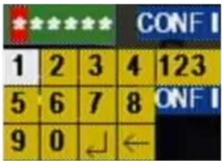***** CONF 1 2 3 4 123 5 6 7 8 ONF 9 0 ← ←