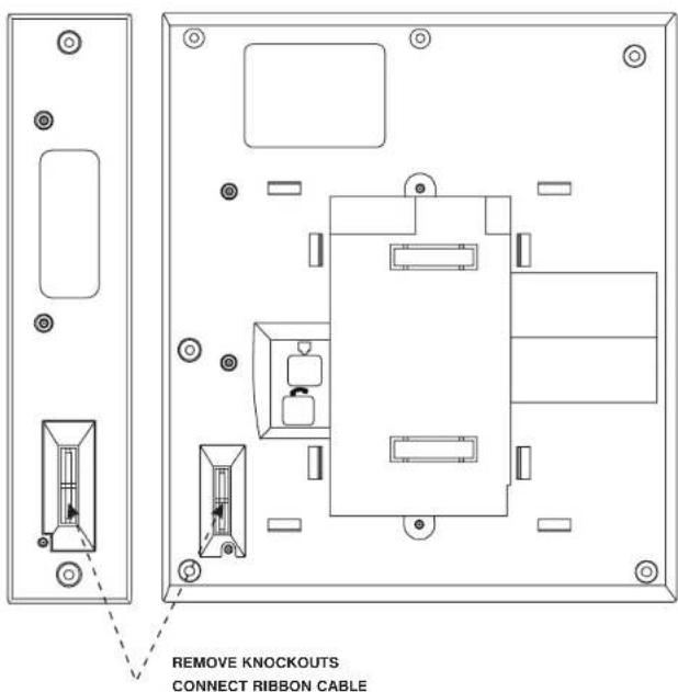 REMOVE KNOCKOUTS CONNECT RIBBON CABLE
