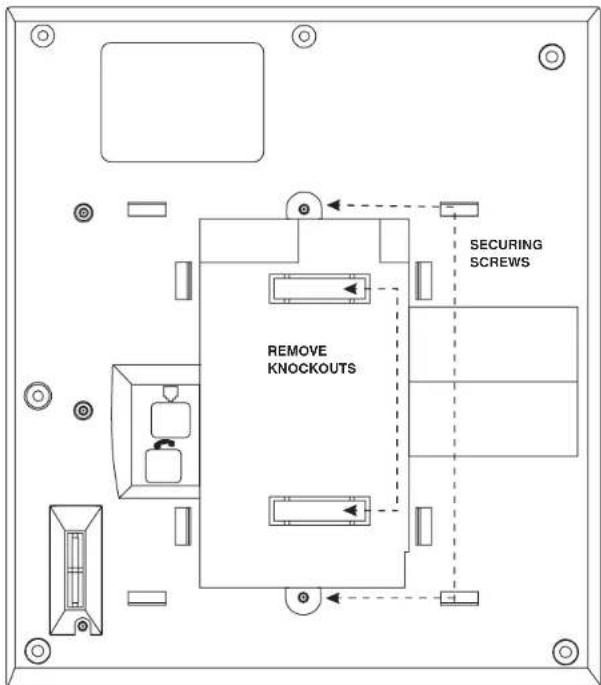 REMOVE KNOCKOUTS SECURING SCREWS