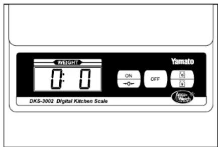 WEIGHT 0:0 ON -0+ OFF Yamato DKS-3002 Digital Kitchen Scale