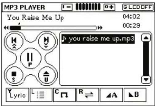 MP3 PLAYER I - 0+ G LCD OFF You Raise Me Up 04:02 00:29 you raise me up.mp3 Lyric L C R A B