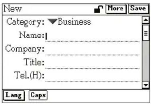 New Category: ▼Business Name: Company: Title: Tel.(H): Lang Caps More Save