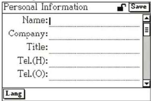 Personal Information Name: Company: Title: Tel.(H): Tel.(O): Lang