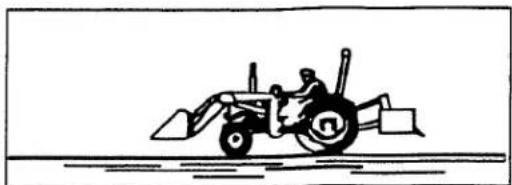 Simple line drawing of a tractor with a crew member, no text or symbols present.