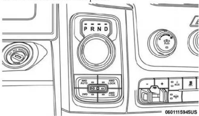 PRND 4WD AUTO 2WD 4WD LOCK 4WD LOW 0601115945US