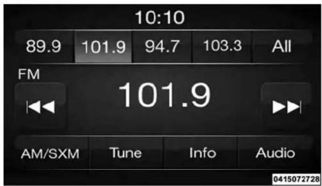 10:10 89.9 101.9 94.7 103.3 All FM 101.9 AM/SXM Tune Info Audio 0415072728