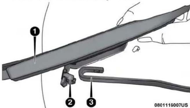 Diagram showing a mechanical assembly with numbered components, likely illustrating a component or assembly step.