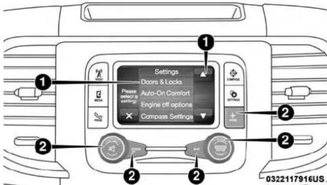Settings Doors & Locks Please select a settings Auto-On Comfort Engine off options Compass Settings 0322117916US.
