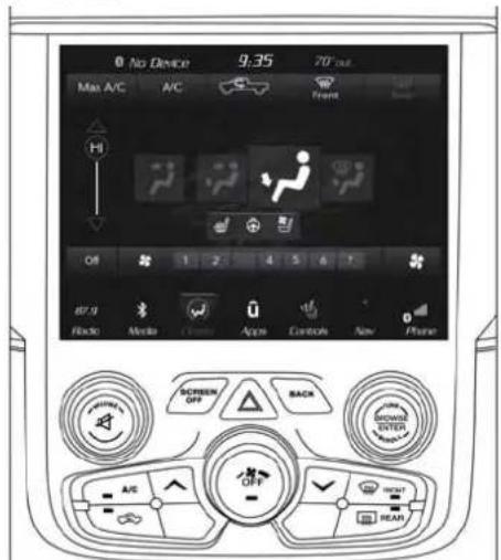 No Device 9:35 70°/sec Max A/C A/C Front Hi Off 1 2 4 5 6 7 RST.9 Radio Medium Phone Apps Condition New Phone SCREEN OFF BACK SHOWS ENTER A/C +/-