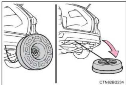TOYOTA Highlander Hybrid (2018) - Stowing the flat tire, jack and all tools (with a full-size spare tire) - 4