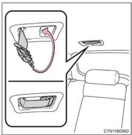 TOYOTA Highlander Hybrid (2018) - Releasing and stowing the seat belt (for the third center seat) - 3