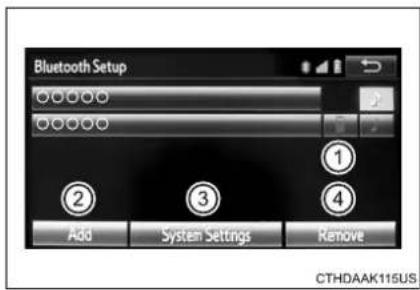 TOYOTA Highlander Hybrid (2018) - Registering and connecting from the "Bluetooth\* Setup" screen - 1