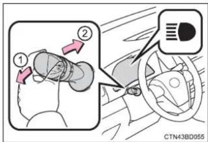 TOYOTA Highlander Hybrid (2018) - Turning on the high beam headlights - 1