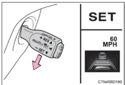 TOYOTA Highlander Hybrid (2018) - Setting the vehicle speed (vehicle-to-vehicle distance control mode) - 2