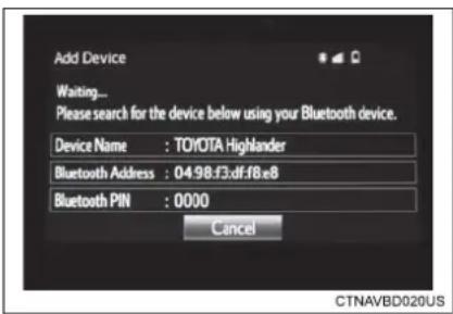 TOYOTA Highlander Hybrid (2018) - How to registering a Bluetooth ^® device - 1
