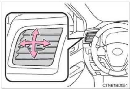 TOYOTA Highlander Hybrid (2018) - ■ Adjusting the position of and opening and closing the air outlets - 2