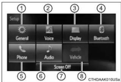 TOYOTA Highlander Hybrid (2018) - Display "Setup" screen - 1